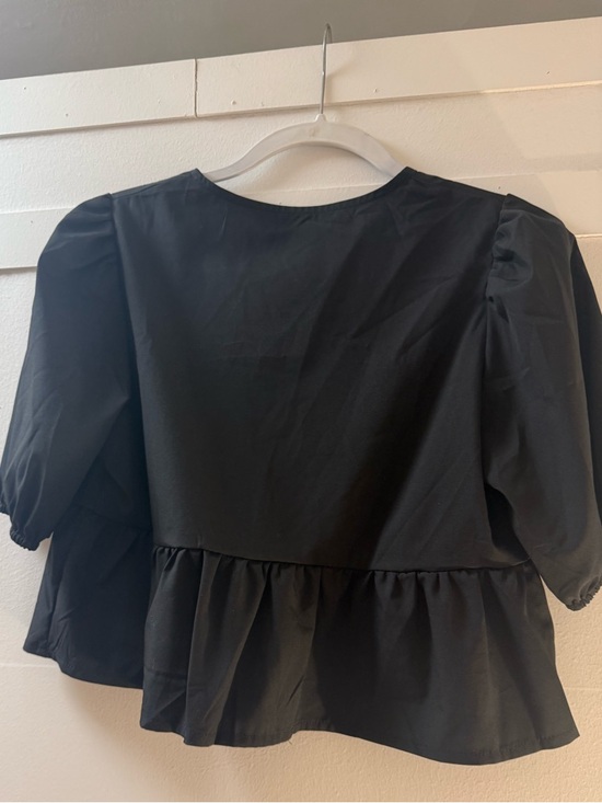 Black Tie-Front Babydoll Top - Picture 4 of 4